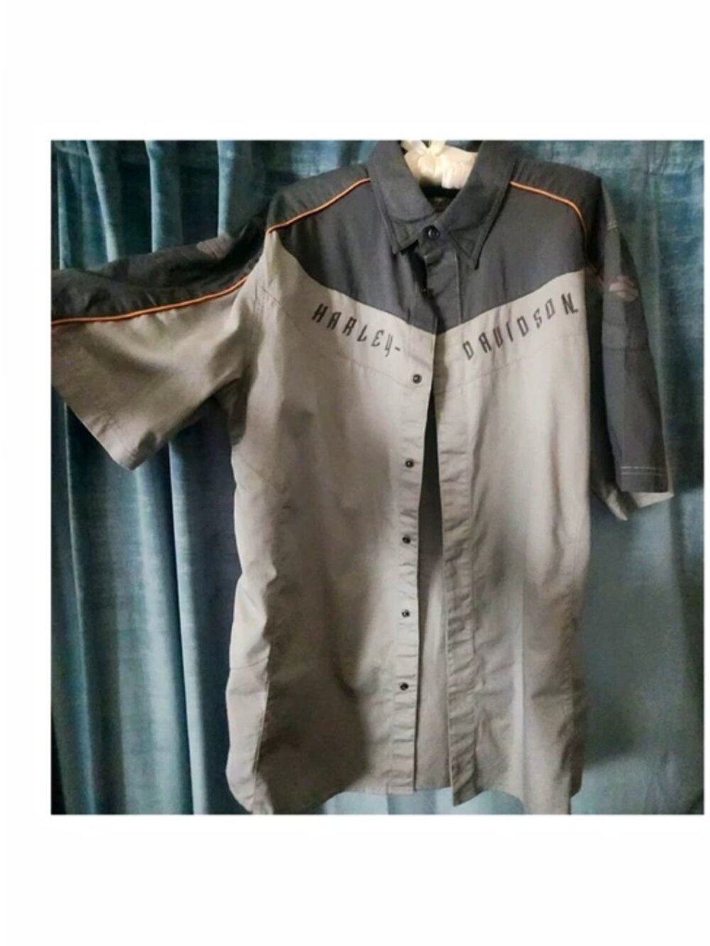 Harley-Davidson Motorcycle Men's TALL Large Short Sleeve Button-Up Shirt W/Logo